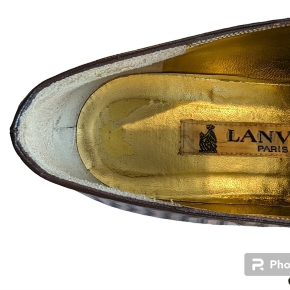 Lanvin vintage patent leather brown oxfords sz EU 38.5 - Picture 3 of 8